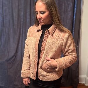 Tahari Tan Teddy Jacket Plush Oversized Fit